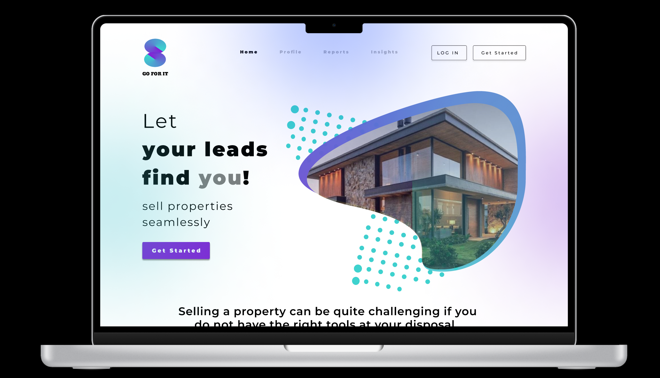 Responsive real estate landing page on laptop